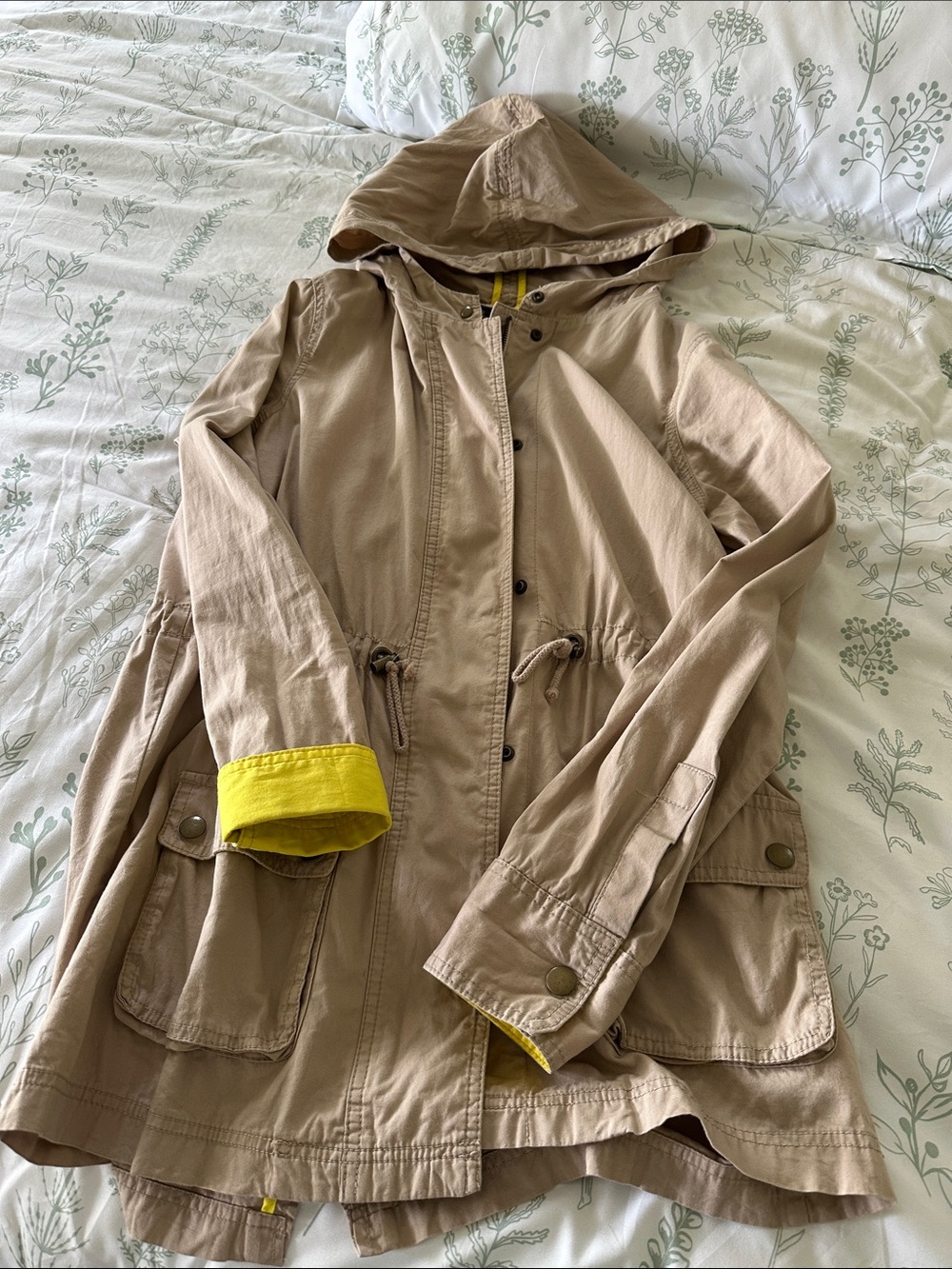 A.N.A. Light Brown Hooded Jacket with Yellow Trim